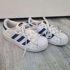Adidas Superstar Blue White Little Kids Sneakers Shoes Size 11 Toddler